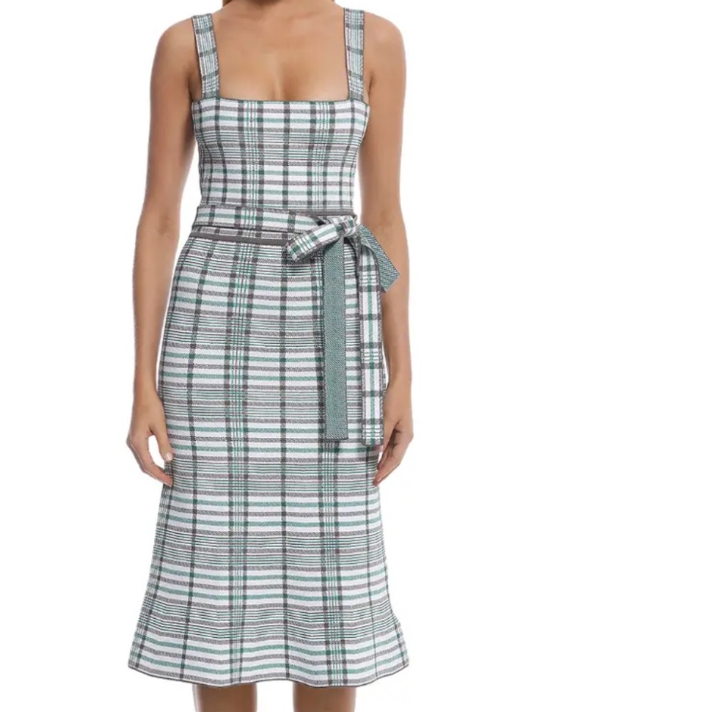 Scanlan Theodore Green Plaid Midi Dress